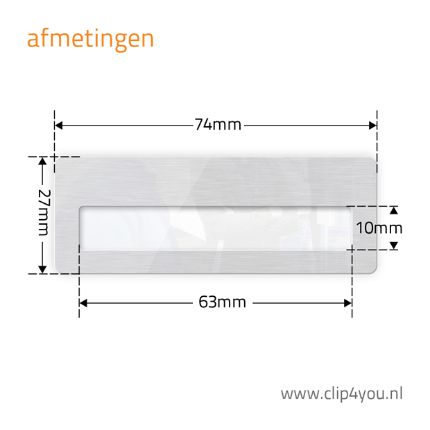 aluminium naambadge Madrid - afmetingen