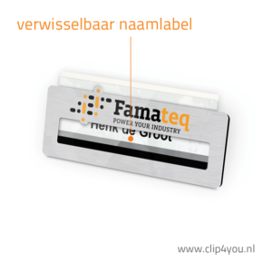 aluminium naambadge Madrid - verwisselbaar naamlabel