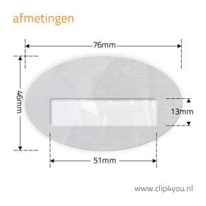 aluminium naambadge Oslo - afmetingen